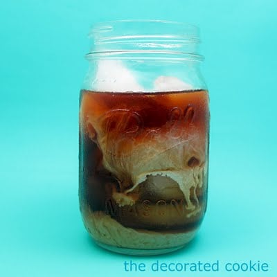 iced coffee and coffee bean cookies