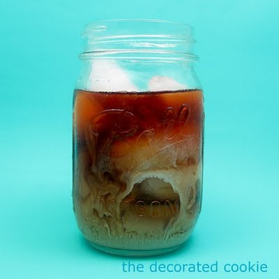 iced coffee and coffee bean cookies