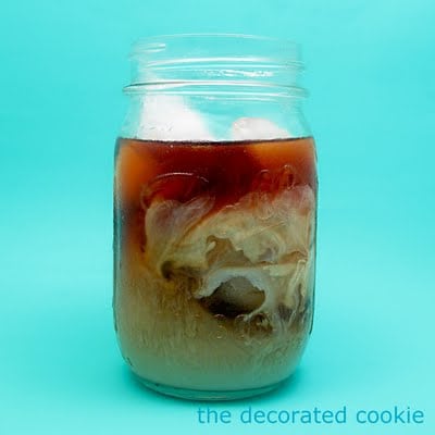 iced coffee and coffee bean cookies