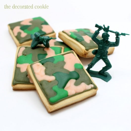 camo cookies - camouflage print on decorated cookies 
