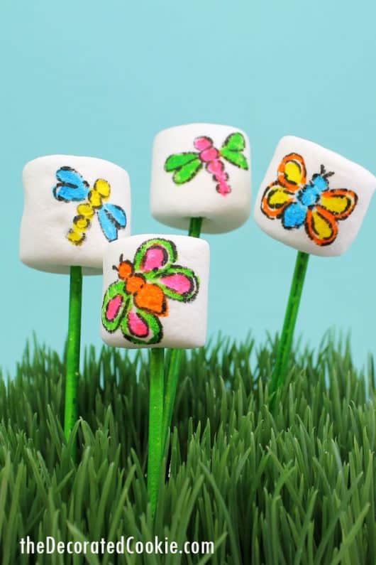 How to make dragonfly and butterfly marshmallows art with food writers.