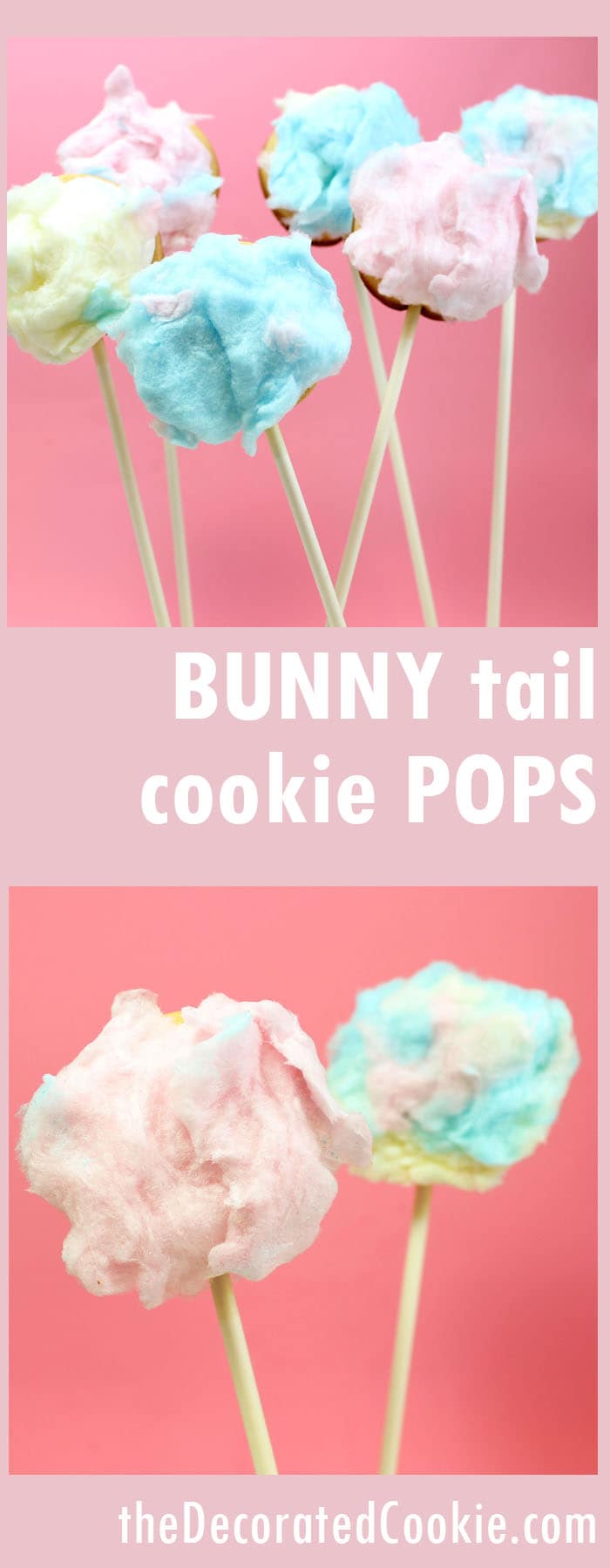 fuzzy bunny tail cookie pops for Easter 