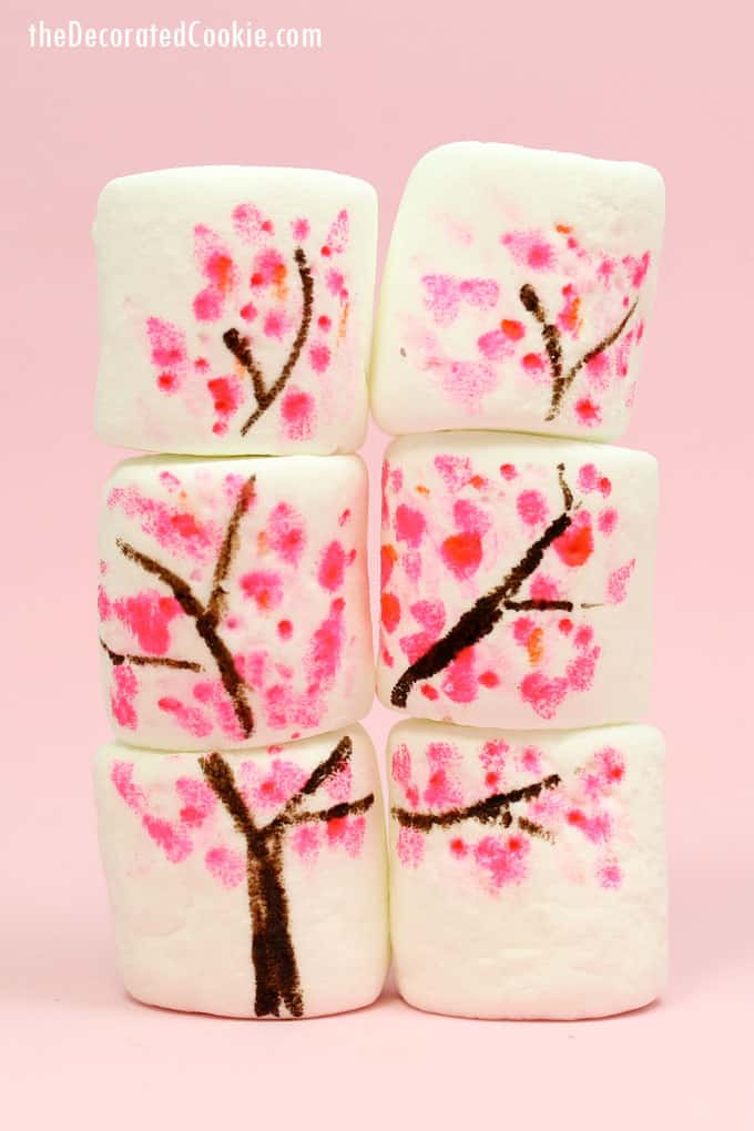 How to make cherry blossom marshmallows, a fun food for spring, using food writers. 