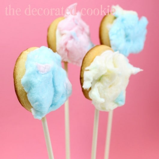 fuzzy bunny tail cookie pops - cotton candy bunny tail cookies 