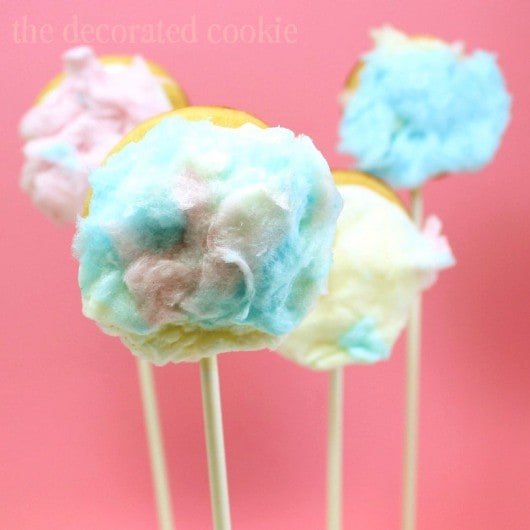 fuzzy bunny tail cookie pops - cotton candy bunny tail cookies 