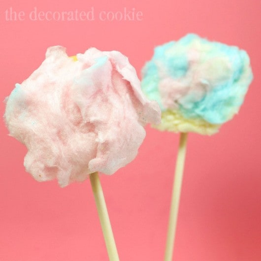 fuzzy bunny tail cookie pops - cotton candy bunny tail cookies 