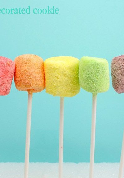 rainbow Skittles marshmallow pops