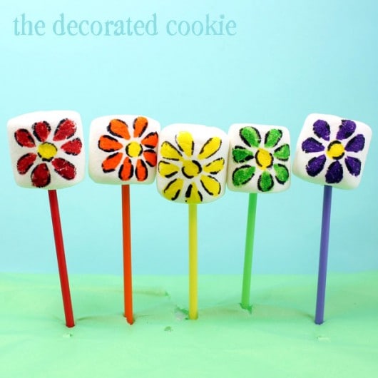 rainbow flower marshmallow pops