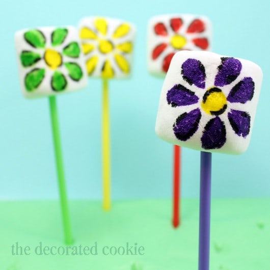 rainbow flower marshmallow pops