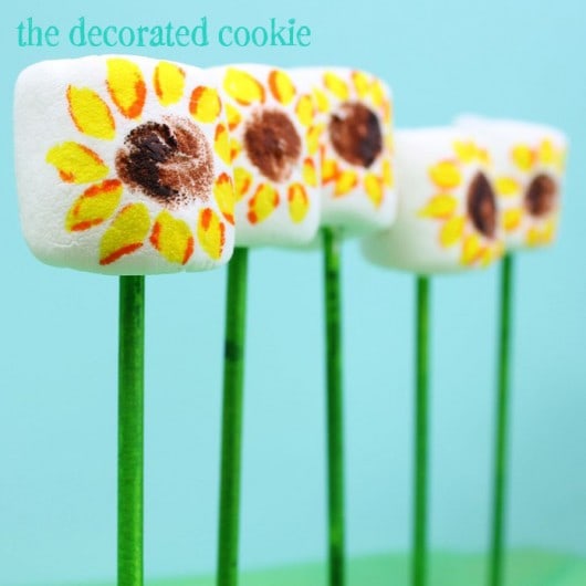 sunflower marshmallow pops