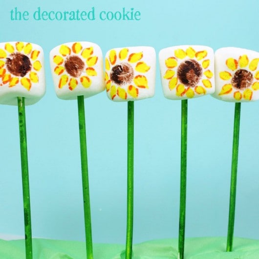 sunflower marshmallow pops