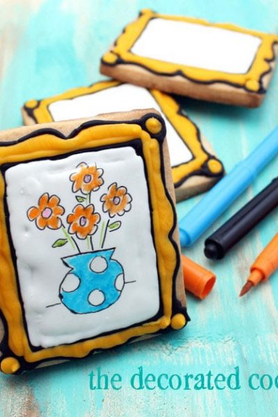 draw your own art canvas cookies gift idea