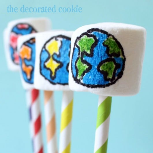 rainbow Earth Day marshmallow pops