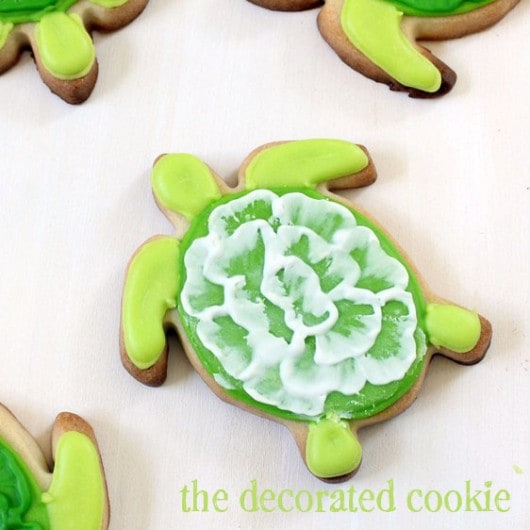 Brush Embroidery Turtle Cookies 