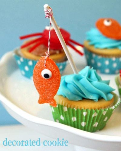 gumdrop crab and fish cupcake toppers