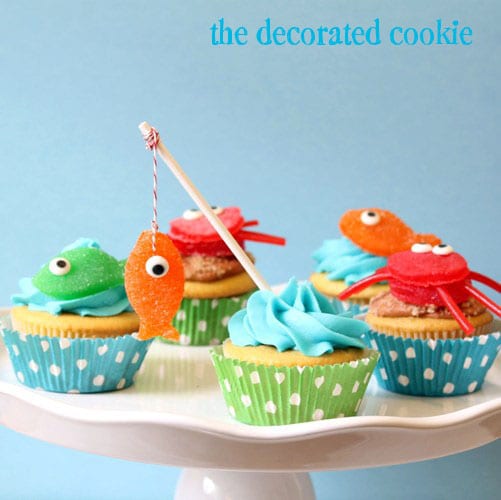 gumdrop crab and fish cupcakes