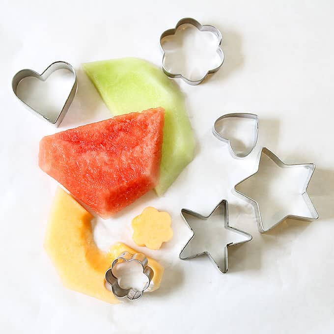 melon slices and cookie cutters 