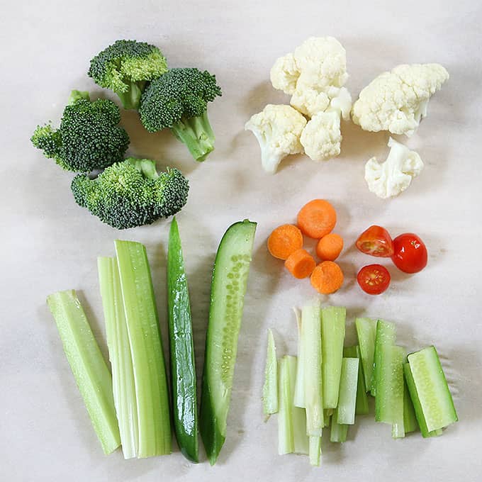 cut-up vegetables 