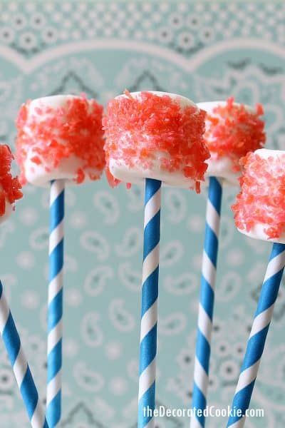 red, white, and blue Pop Rocks marshmallows