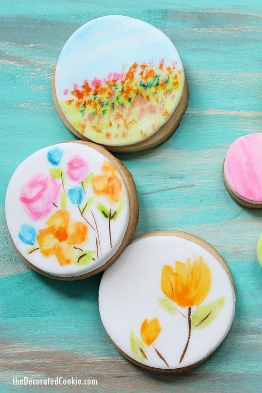 PAINTED WATERCOLOR COOKIES: cookie decorating idea