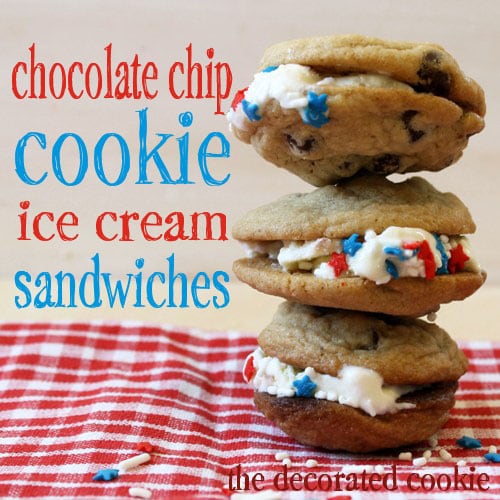 chocolate chip cookie ice cream sandwiches