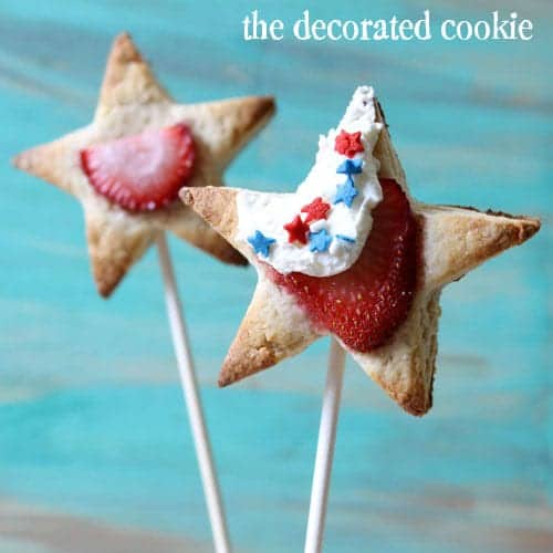 strawberry shortcake pops - star starberry shortcake pops for summer and 4th of July 