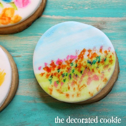 painting on cookies: how to create a watercolor paint effect on decorated cookies 