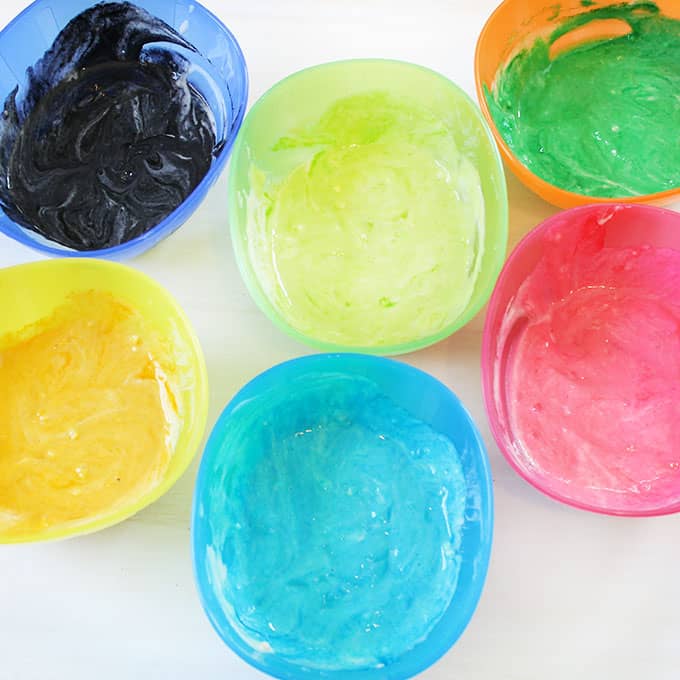 pancake batter with food coloring