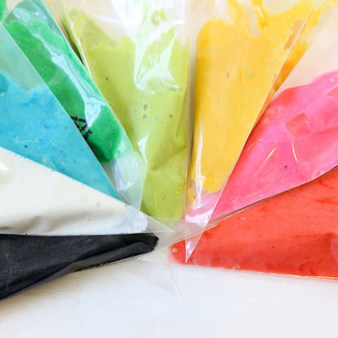 pancake batter in decorating bags