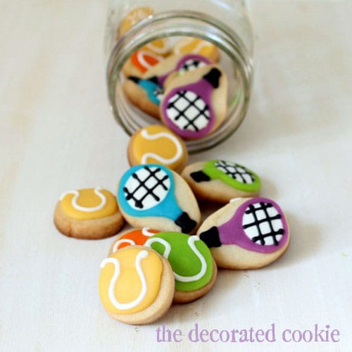 bite-size tennis cookies in a jar