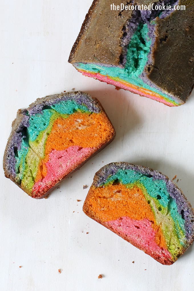 How to make delicious RAINBOW POUND CAKE for a rainbow or unicorn party. 