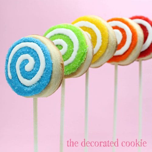 A sparkly rainbow of swirly lollipop cookie pops and the recipe for ...