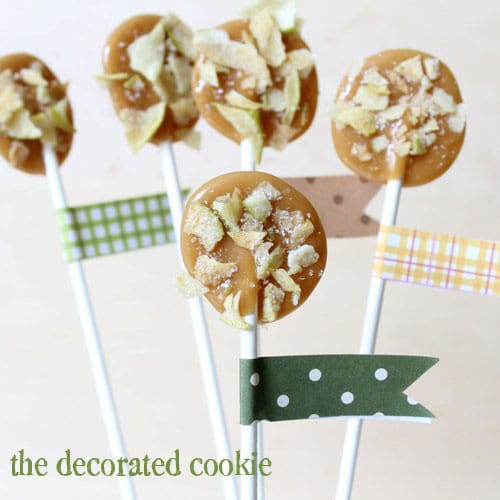 caramel apple chip lollipops for Fall 