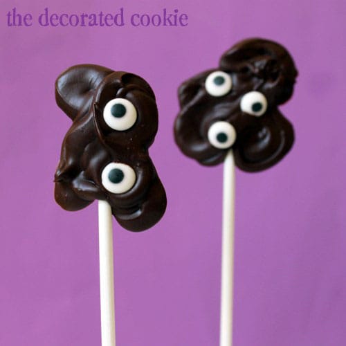 easy chocolate monster pops for Halloween 