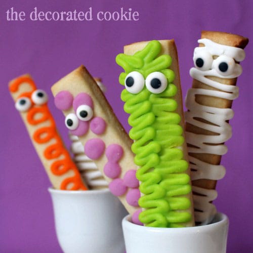 monster cookie sticks for Halloween