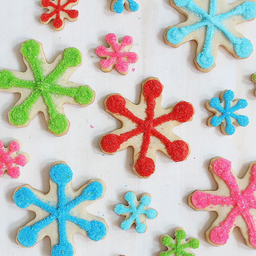 colorful snowflake cookies