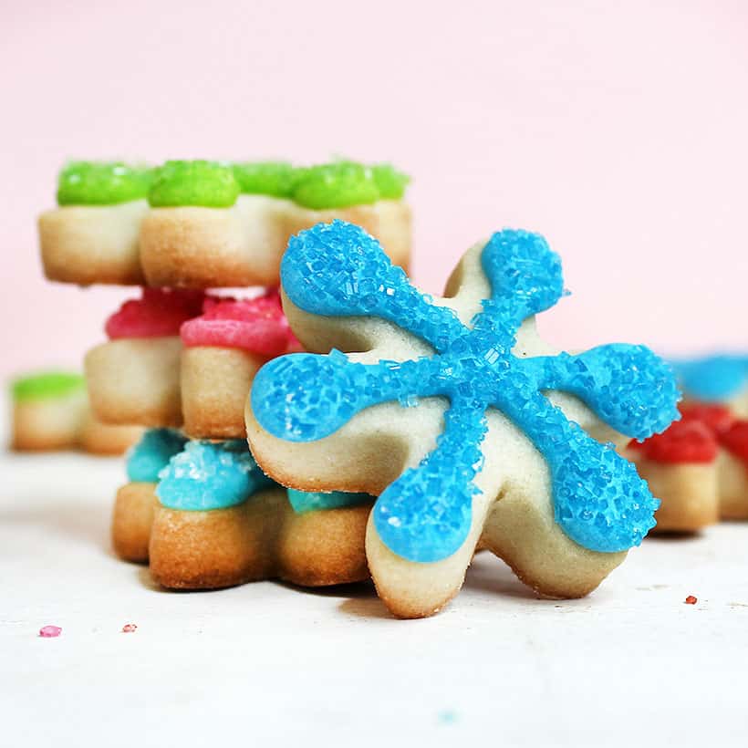 colorful snowflake cookies 