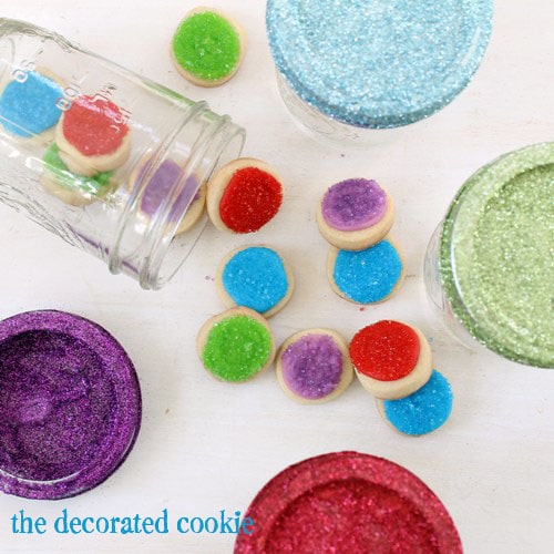 glittery mason jar cookie gifts