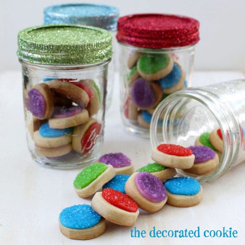 glittery mason jar cookie gifts