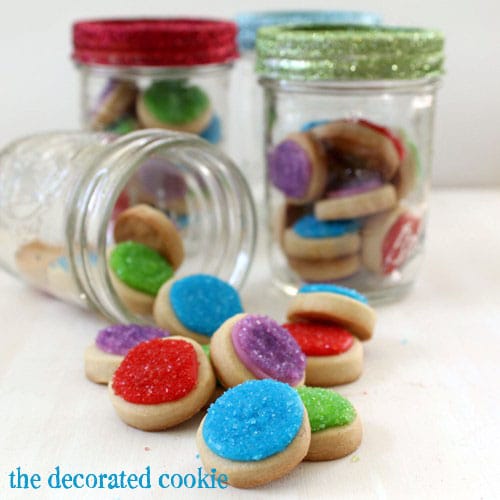 glittery mason jar cookie gifts