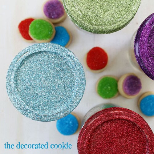 glittery mason jar cookie gifts