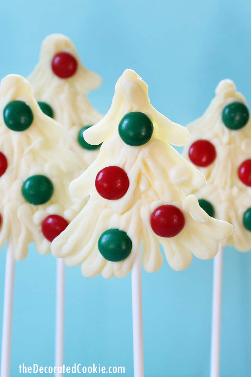 White chocolate CHRISTMAS TREES -- easy holiday treat