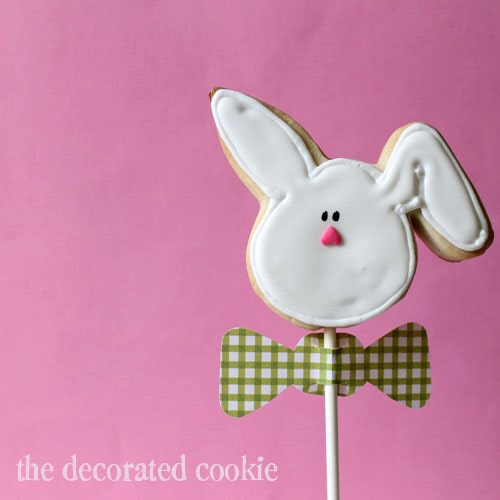 bow tie bunny cookie pops for Easter. 