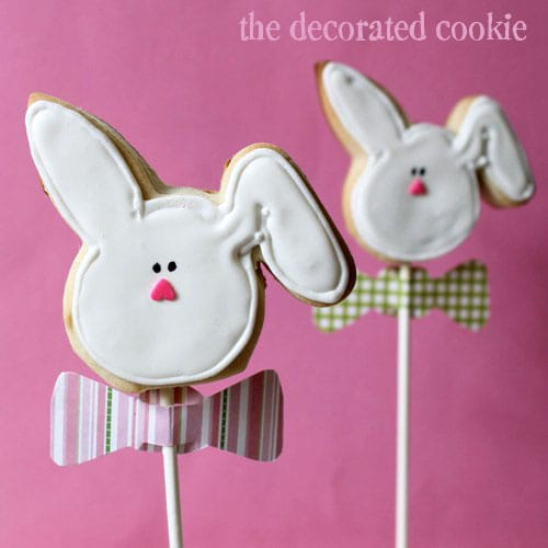 bow tie bunny cookie pops for Easter. 
