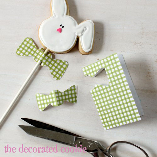bow tie bunny cookie pops for Easter. 