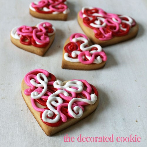 scribble heart cookies for Valentine's Day 