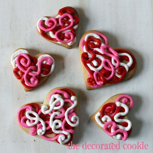 scribble heart cookies for Valentine's Day 