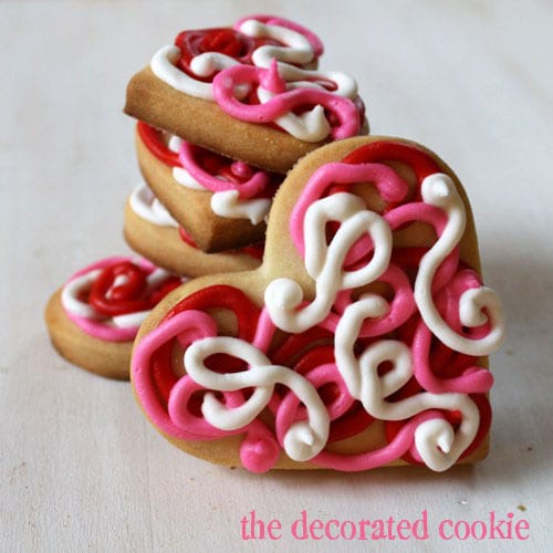 scribble heart cookies for Valentine's Day 