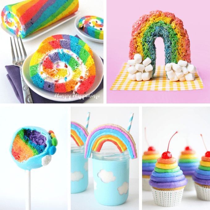 40 RAINBOW FOOD IDEAS: A roundup of rainbow treats and sweets for your rainbow party, unicorn party or St. Patrick's Day. #rainbowfood #rainbowtreats #rainbowparty 