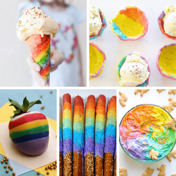 40 RAINBOW FOOD IDEAS: A roundup of rainbow treats and sweets for your rainbow party, unicorn party or St. Patrick's Day. #rainbowfood #rainbowtreats #rainbowparty 